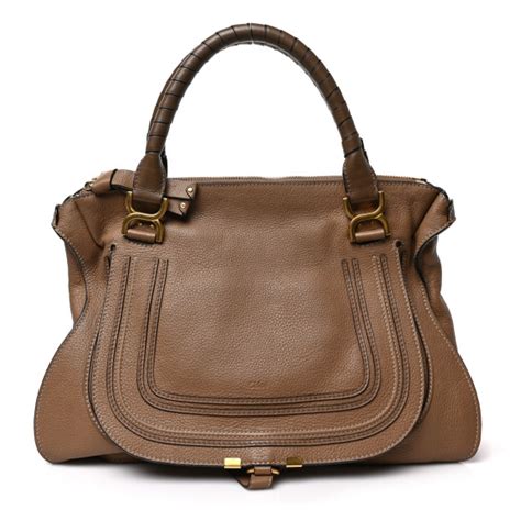 CHLOE Calfskin Large Marcie Satchel Nut